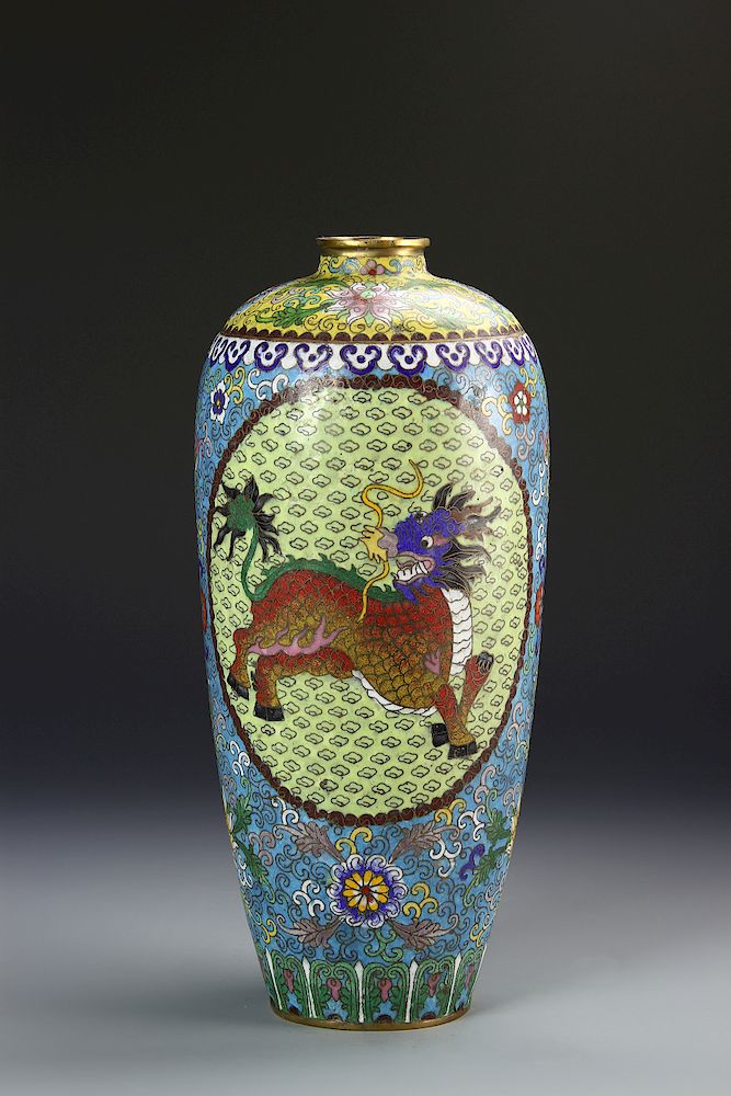 Appraisal: Chinese Cloisonne Meiping Vase Of baluster form body on flat