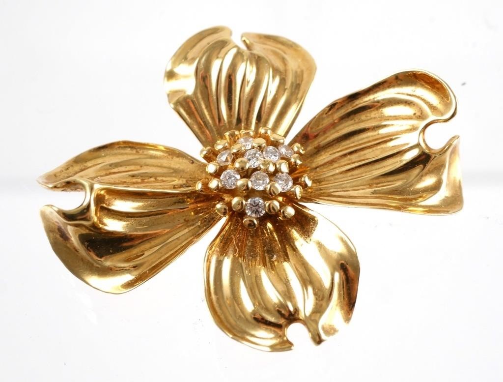 Appraisal: Vintage Dogwood flower brooch is beautifully executed in K yellow