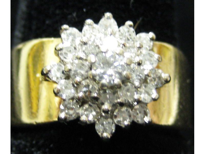 Appraisal: DIAMOND RING k yellow gold cluster ring on wide gold