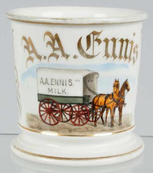 Appraisal: Horse-Drawn Milk Truck Shaving Mug Description Nice image of horse-drawn