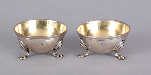 Appraisal: Pair of New York silver salts ca bearing the touch