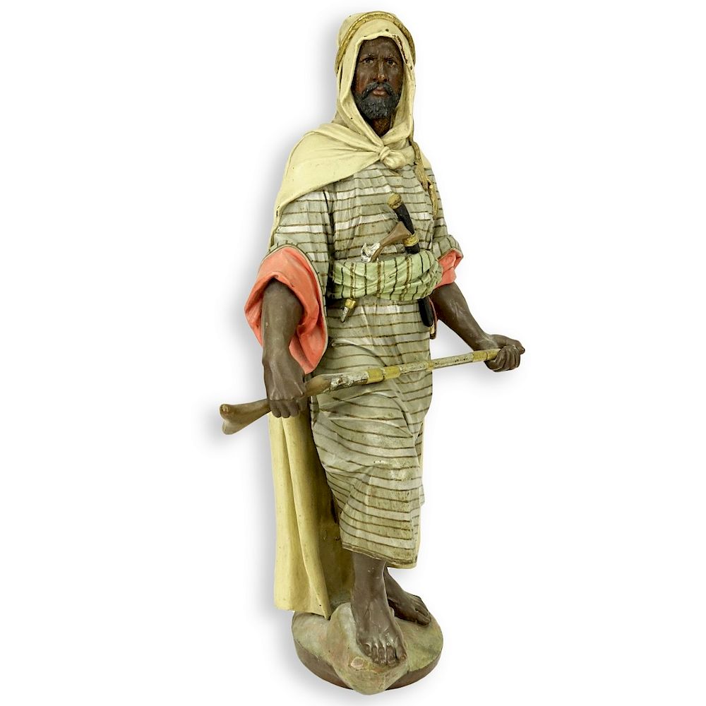 Appraisal: Antique French Polychrome Spelter Arab Figure Antique French Polychrome Spelter