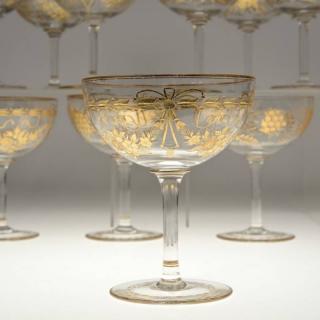 Appraisal: Set cut and gilt glass stemmed dessert bowls th th