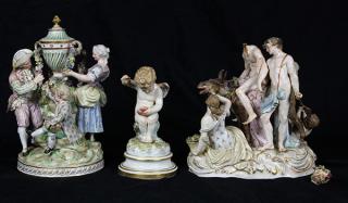 Appraisal: lot of Meissen polychrome porcelain figural groups lot of Meissen