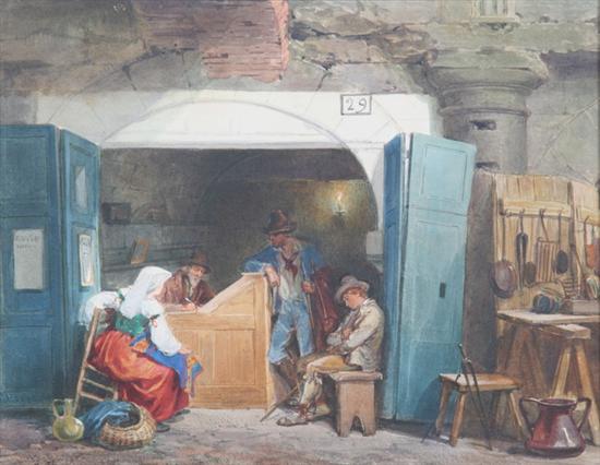 Appraisal: LOUIS HAGHE English - DOORWAY MARKET signed lower left Watercolor