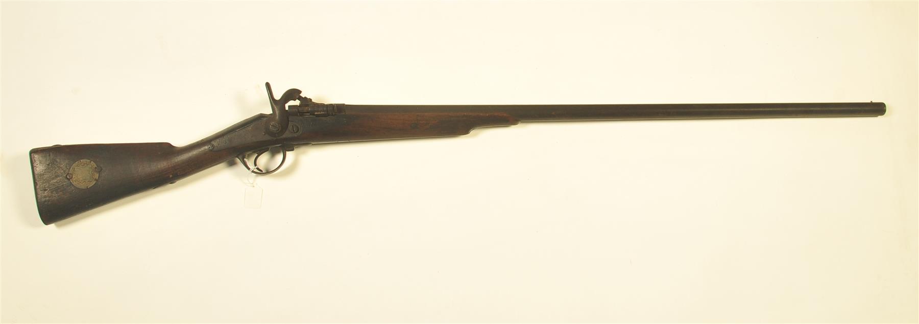 Appraisal: UNMARKED GAUGE PERCUSSION SHOTGUN Second half- th century Hardwood stock