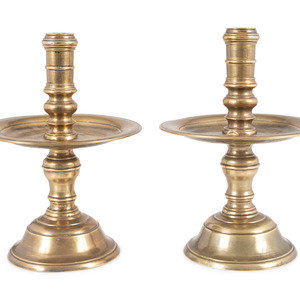 Appraisal: A Pair of Continental Brass Heemskirk Candlesticks Likely Dutch th