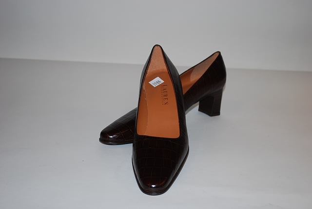 Appraisal: Ralph Lauren brown leather skin pumps Size - B Good