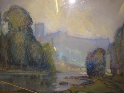 Appraisal: LEONARD RICHMOND Richmond Castle Yorkshire signed pastel x gilt frame