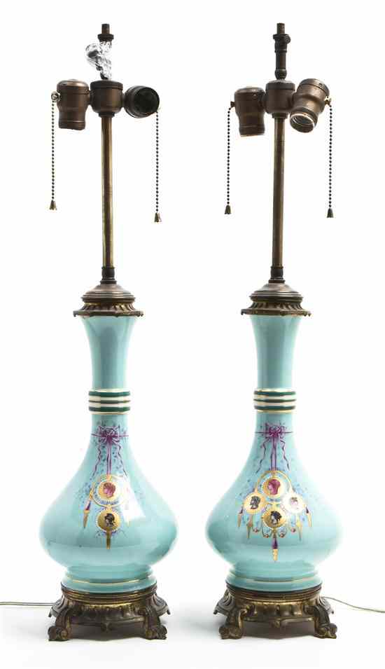 Appraisal: A Pair of French Porcelain Vases of baluster form having