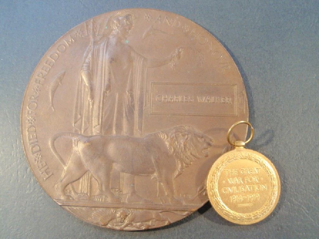 Appraisal: WWI Memorial Plaque for Sgt Charles Walker Notts Derby's Regiment