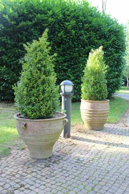 Appraisal: A TURNED OVOID TERRACOTTA PLANTER with ribbed decoration high together