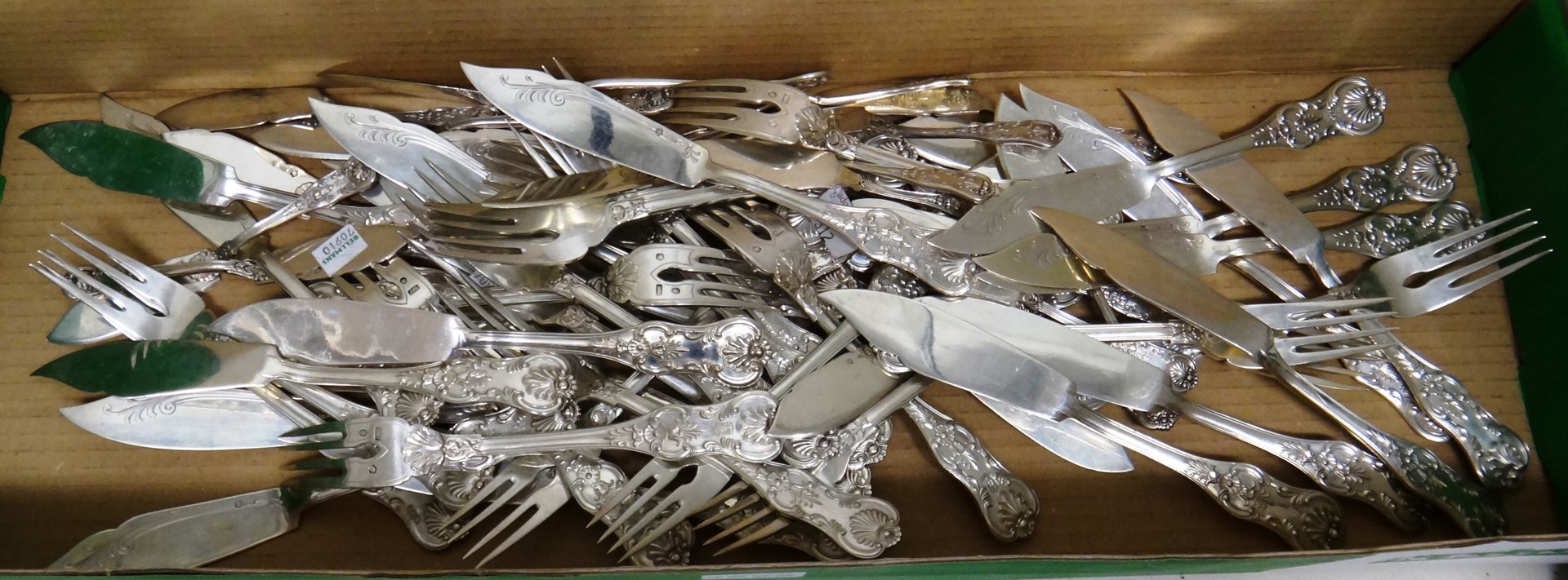 Appraisal: Twenty four pairs of Austrian silver queens pattern fish knives