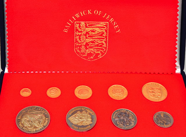 Appraisal: A JERSEY ROYAL WEDDING ANNIVERSARY GOLD AND SILVER COIN SET