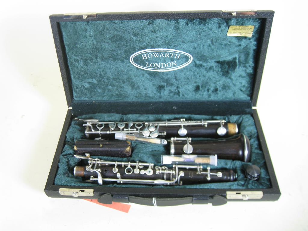 Appraisal: An Oboe in cocus wood with plated keys by F