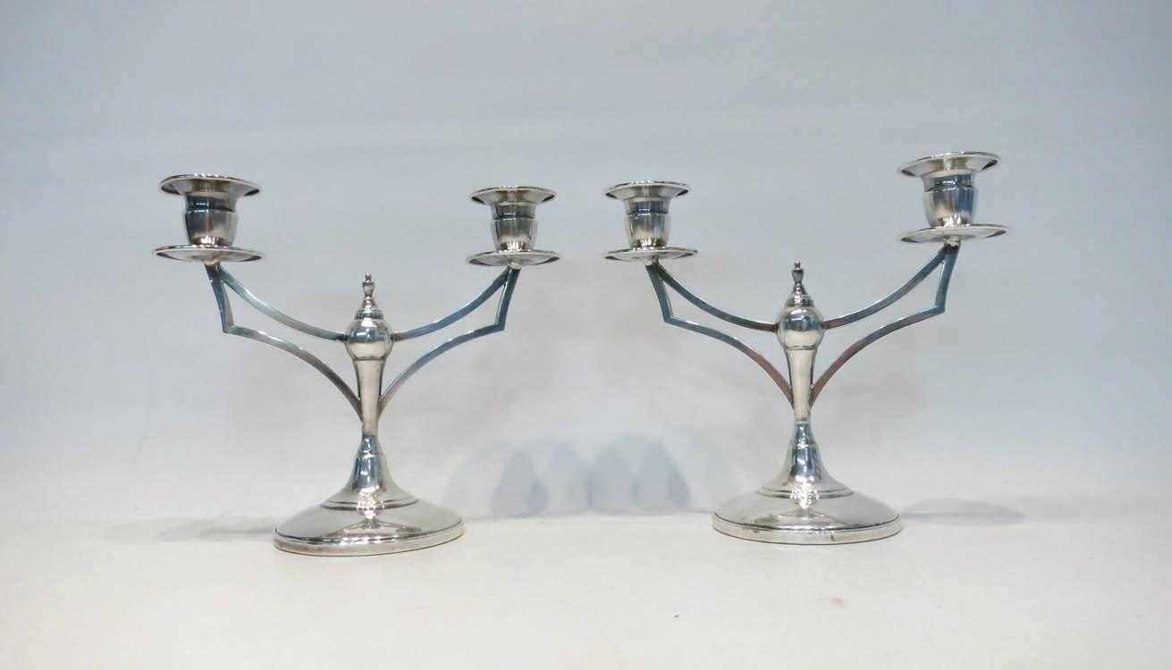 Appraisal: GORHAM STERLING SILVER CANDELABRA by M Frank Hirsch with two