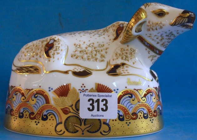 Appraisal: Royal Crown Derby Paperweight Harrods Water Buffalo with certificate boxed