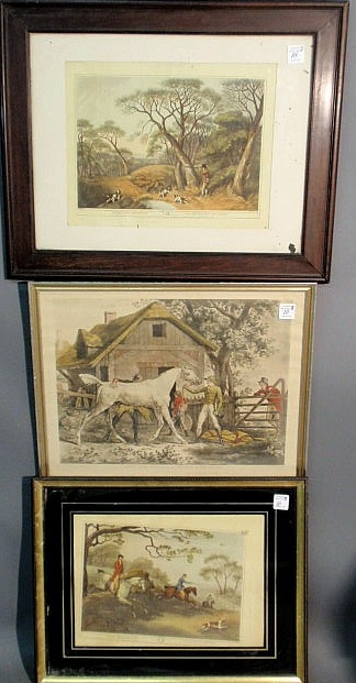 Appraisal: Three framed equine and sporting prints- reproduction Woodcock Shooting and