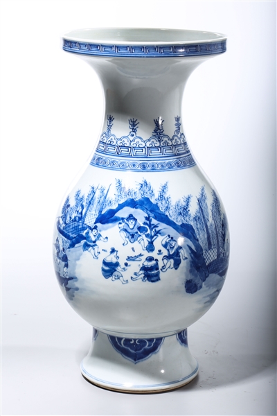 Appraisal: Chinese blue and white porcelain vase depicting various figures by