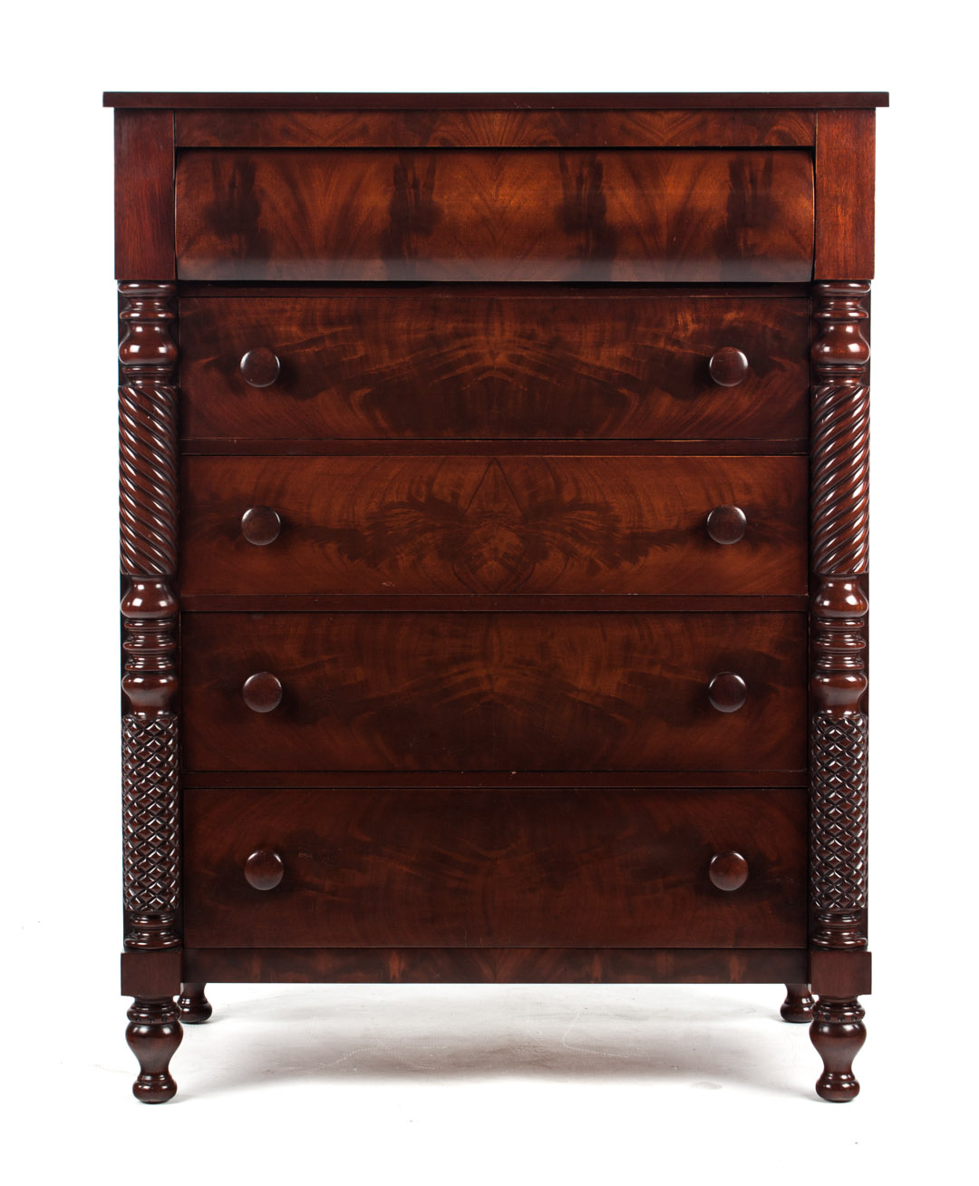 Appraisal: Late Federal style mahogany semi-tall chest first quarter- th century