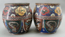 Appraisal: A pair of Japanese cloisonne vases of ovoid form with