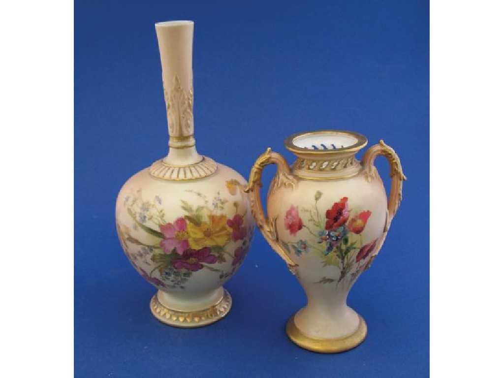 Appraisal: A ROYAL WORCESTER BLUSH IVORY VASE of baluster form decorated