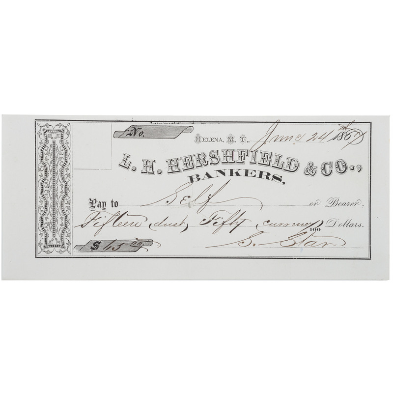 Appraisal: WESTERN AMERICANA STAR Solomon - Partially printed check signed S