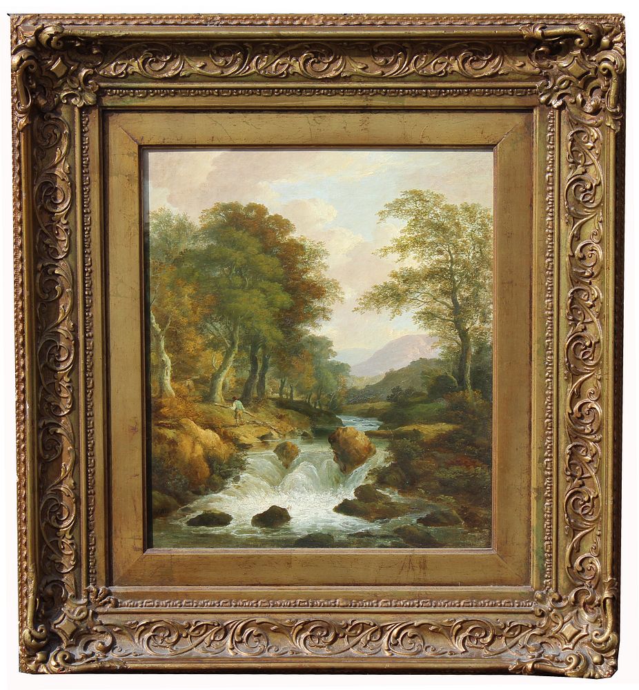 Appraisal: Signed Hudson River School Figure Near Stream Signed th century