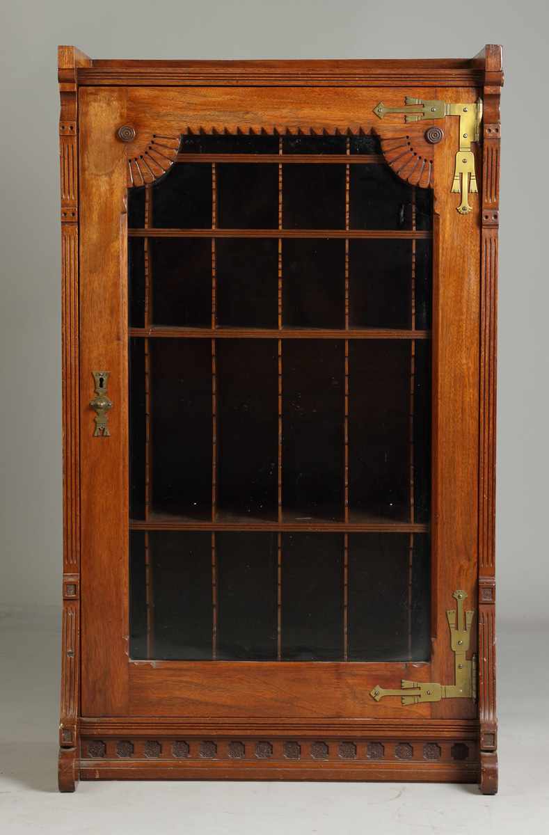 Appraisal: Victorian Single Door Bookcase w Cubby Holes Condition Old refinish