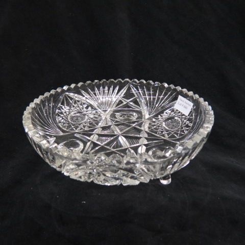 Appraisal: Cut Glass Footed Dish brilliant period starburst crosshatching