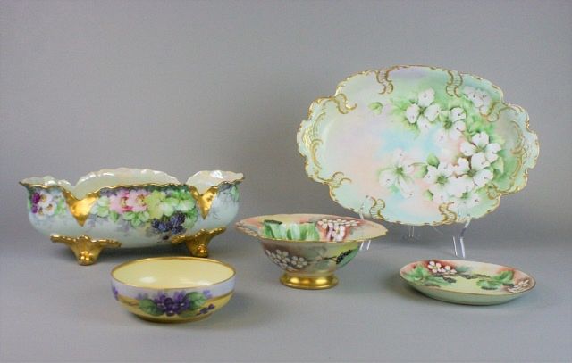 Appraisal: Continental Porcelain Grouping Lot includes hand painted gilt and grape