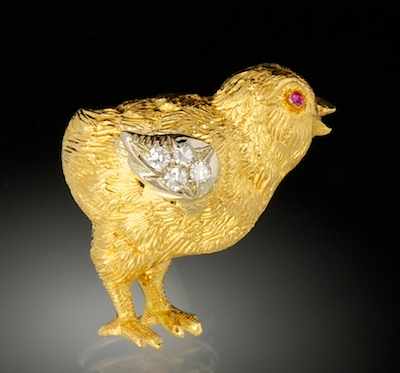 Appraisal: A Van Cleef Arpels k Gold and Diamond Chick Brooch