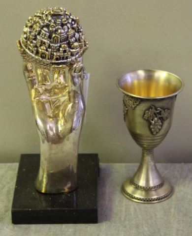 Appraisal: JUDAICA Grouping of Silver Judaica Items Includes a Ben Zion