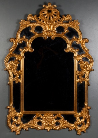 Appraisal: Belgian Louis XVI style giltwood mirror foliated shell giltwood frame