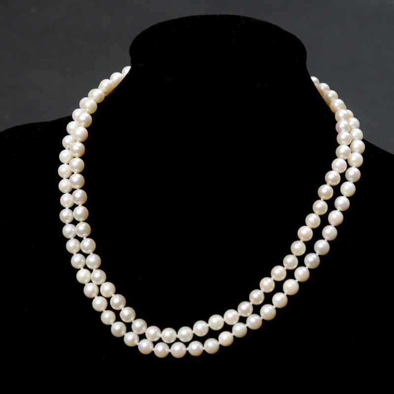 Appraisal: DOUBLE STRAND CULTURED PEARL NECKLACE Two strands of mm cultured