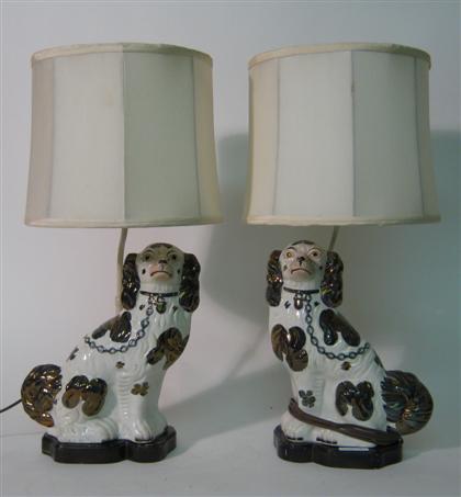 Appraisal: Pair of Staffordshire spanials mounted as lamps