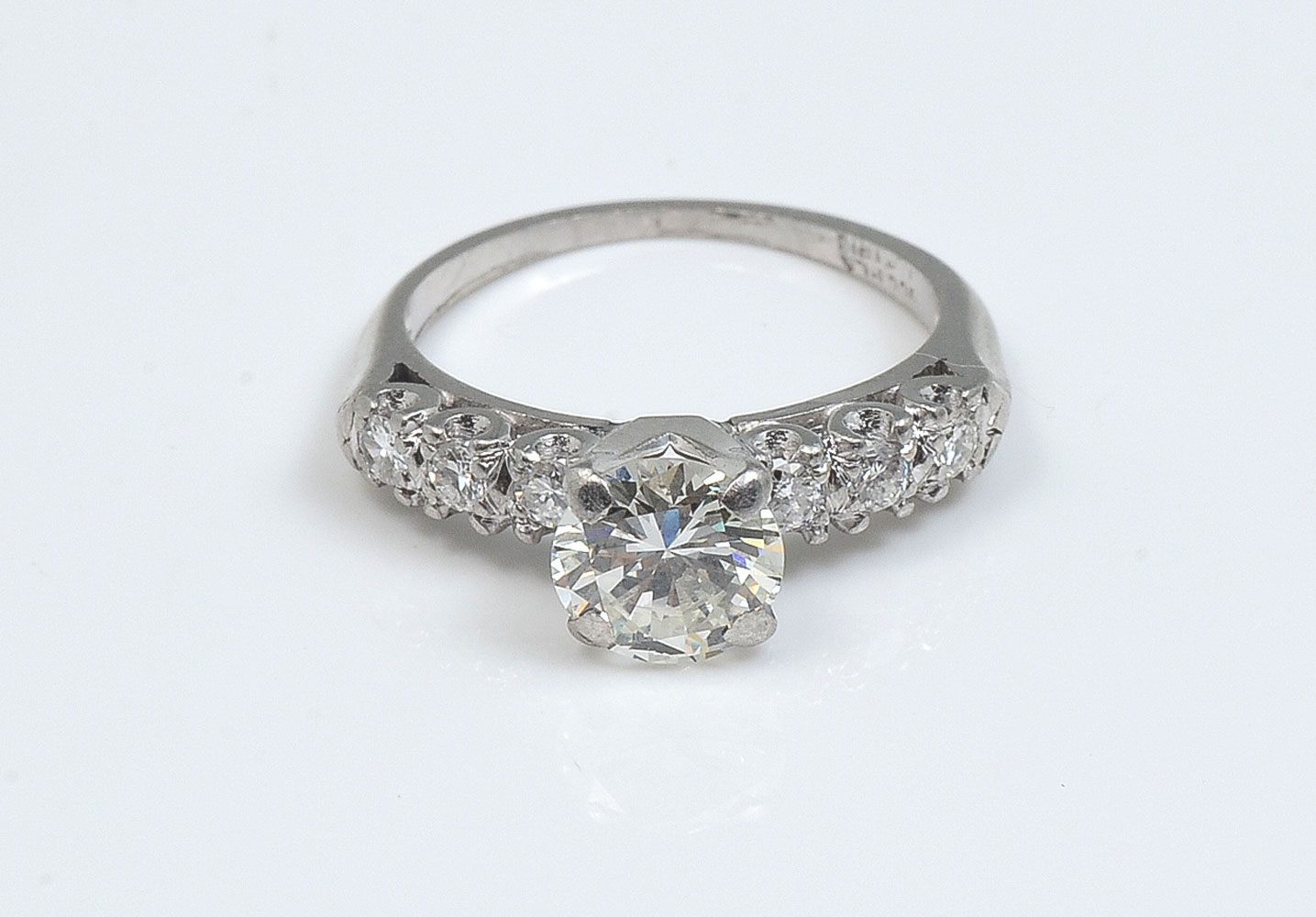 Appraisal: VINTAGE PLATINUM CTW DIAMOND RING CT transitional brilliant cut diamond