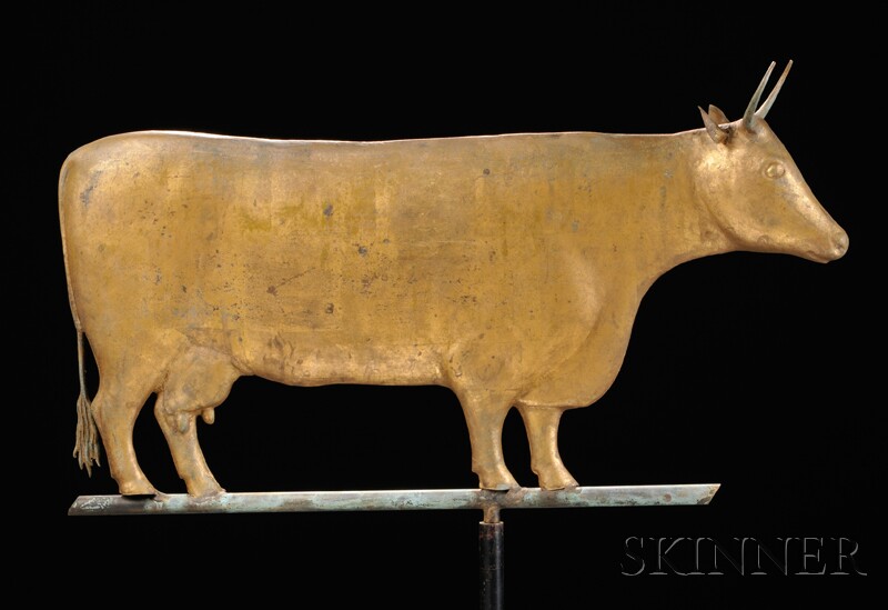 Appraisal: Molded Gilt-copper Cow Weathervane L W Cushing Sons or Cushing