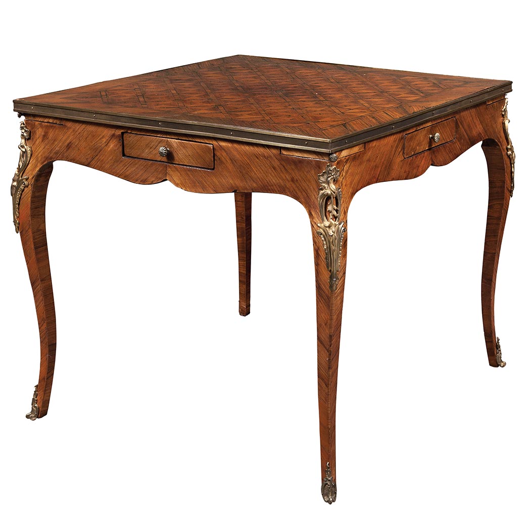 Appraisal: Louis XV Style Gilt-Metal Mounted Parquetry Inlaid Kingwood Games Table