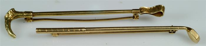 Appraisal: K YG bar pins riding crop golf club dwt Estimate