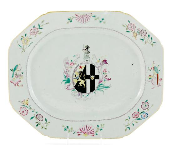 Appraisal: Impressive Chinese Export Simpson armorial platter circa rectangular form with