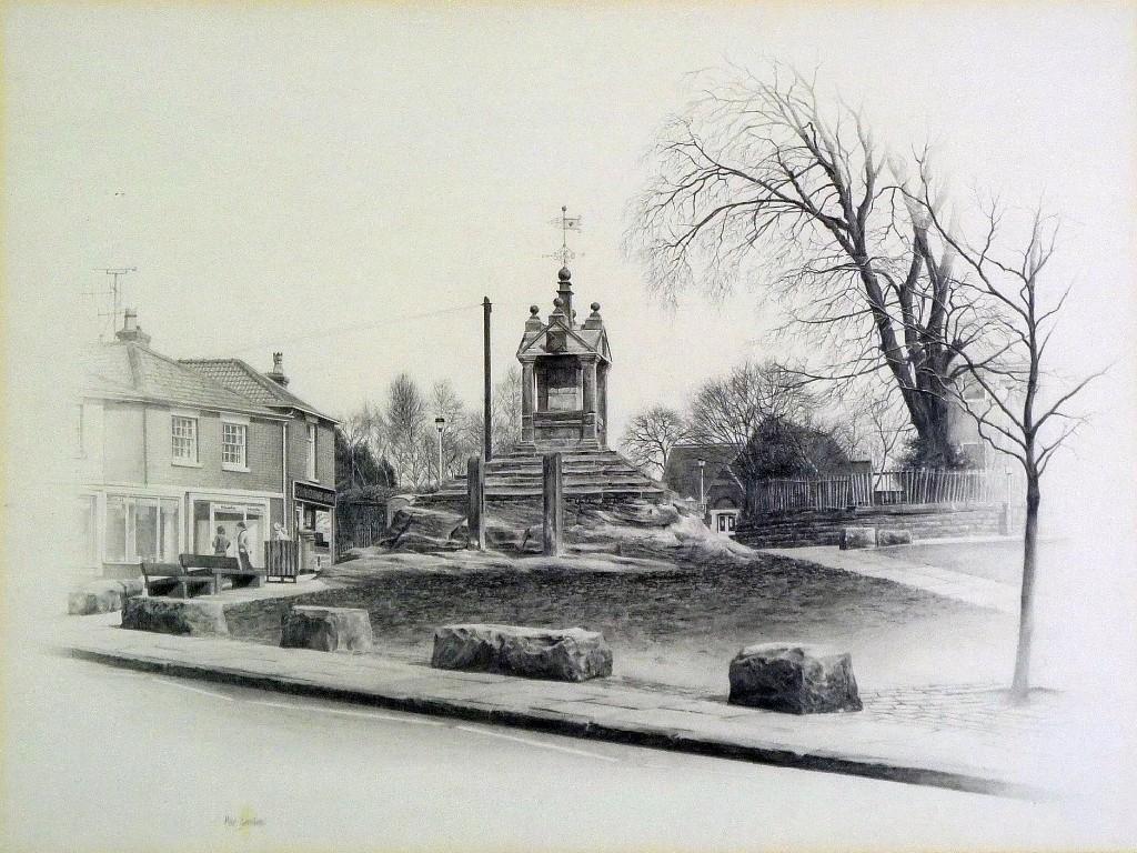 Appraisal: MARC GRIMSHAW b PENCIL DRAWING'Lymm Cross Cheshire'signed x cm x