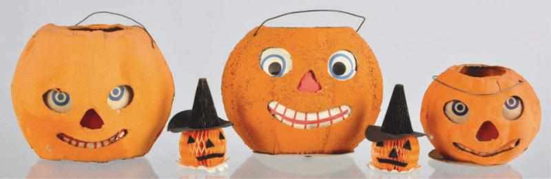 Appraisal: Lot of Halloween Items Description Includes three paper mache jack-o-lanterns