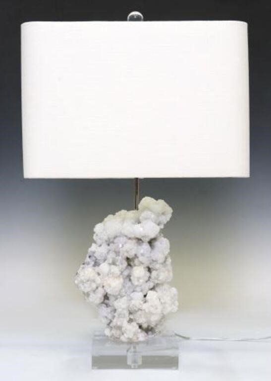 Appraisal: Apophyllite specimen India now fashioned as a single-light table lamp