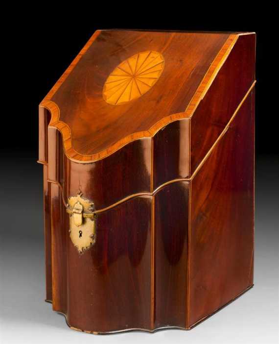 Appraisal: CASKET Regency England circa Mahogany inlaid with large rosette and