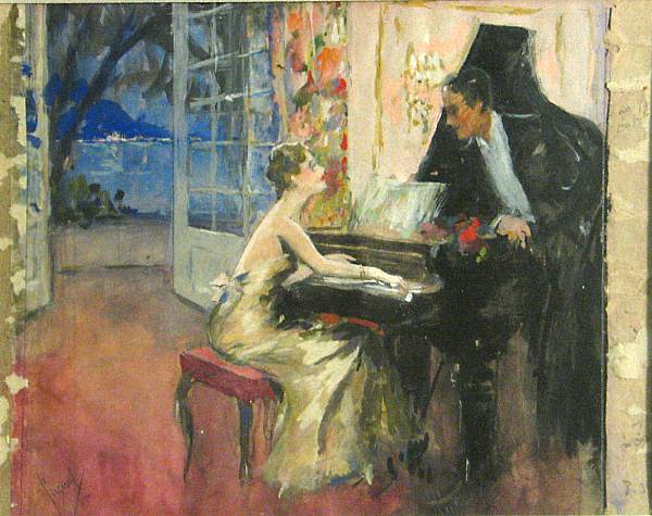 Appraisal: Edward Cucuel American - At the piano signed 'Cucuel' lower