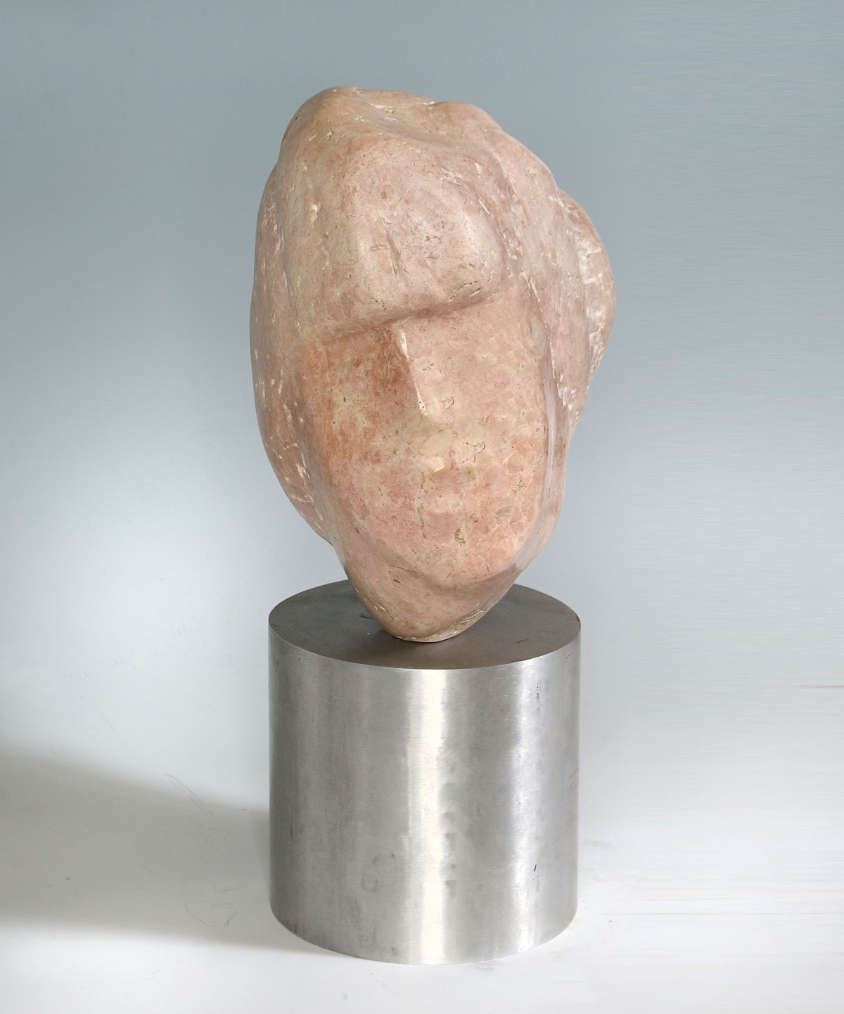 Appraisal: CUICA Eugen Abstract Human Head Carved Marble with Brushed Aluminum