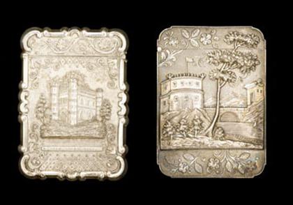 Appraisal: Two 'castle top' silver card cases th century The first