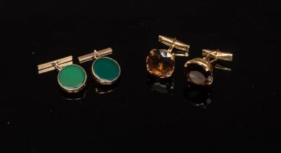 Appraisal: A pair of smoky quartz cufflinks set in ct gold