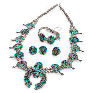 Appraisal: Zuni Silver and Petit Point Turquoise Cluster Suite third quarter